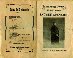 Programa de mano de dos recitales que Granados dio en el Teatro de la Comedia de Barcelona los días 7 y 10 de marzo de 1906.