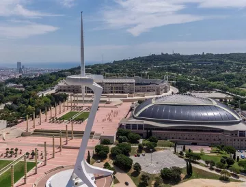 Ariel view of the Olympic ring in Montjuïc