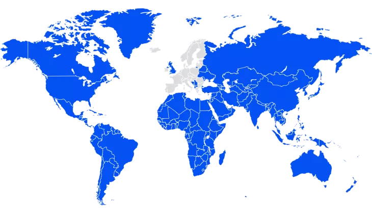 World map. Non-EU or EEA countries