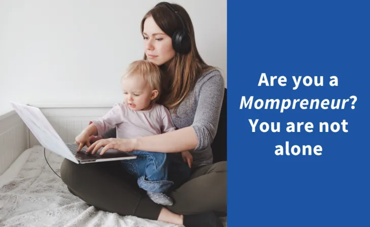 Mother with child working 