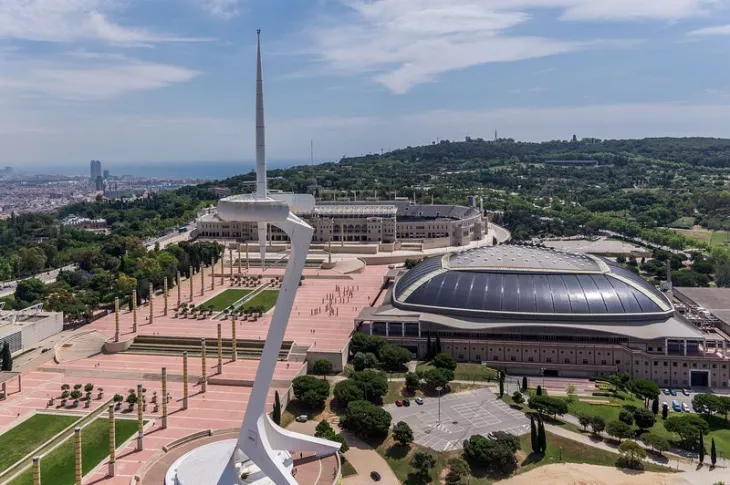 Ariel view of the Olympic ring in Montjuïc