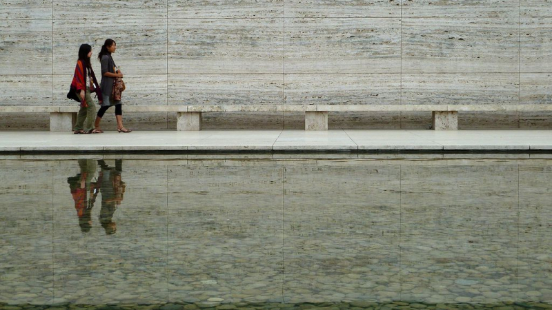 Pavello Mies van der Rohe, estany. ©Vicente Zambrano