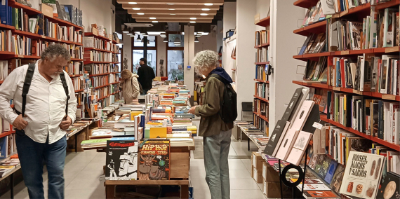 Inside the Documenta bookshop on Carrer de Pau Claris in Barcelona.