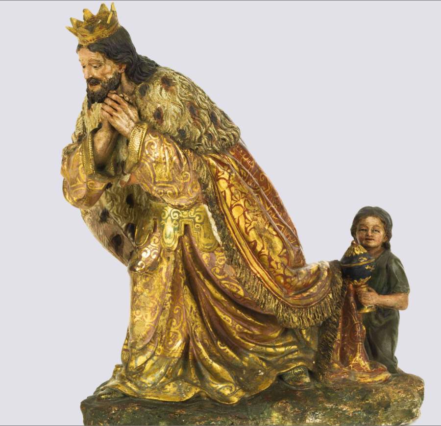 Nativity scene figure (Magus Melchior and page)