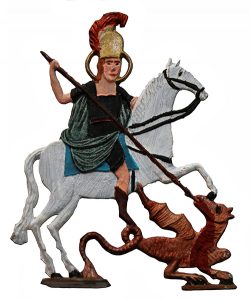 Sant Jordi. Figura de plom. Fons Museu Etnològic de Barcelona