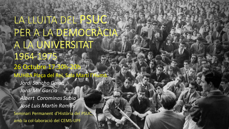 La lluita del PSUC per a la democràcia a la Universitat, 1964-1975