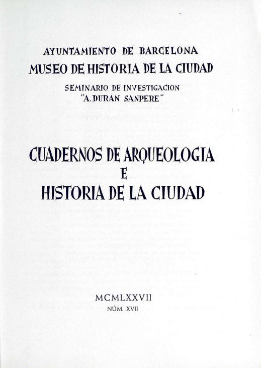 Portada 17-1977. Cuadernos de Arqueología e Historia de la Ciudad
