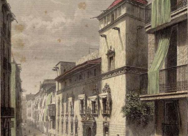 Façana casa Gralla. Gravat, Adolph Rouargue, 1857, AHCB