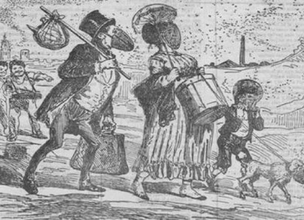 Gent amb mascareta durant l'epidèmia de febre groga de 1870.