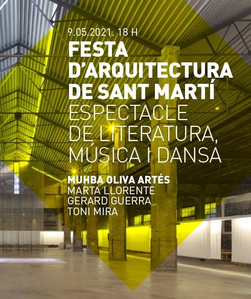 Cartell 'Festa d’Arquitectura de Sant Martí. Espectacle de literatura, música i dansa'