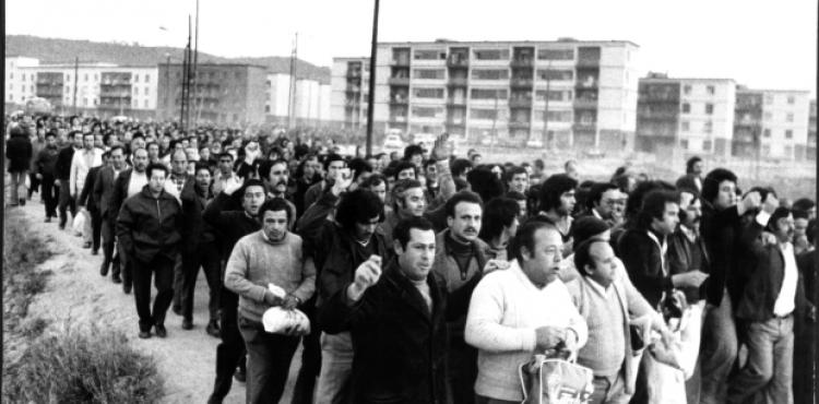 Manifestació de treballadors de Roca Radiadores, el febrer de 1977. Foto: Jordi Soteras. Col•lecció fotogràfica AHCO