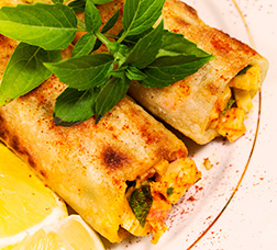 Courgette and prawn cannelloni