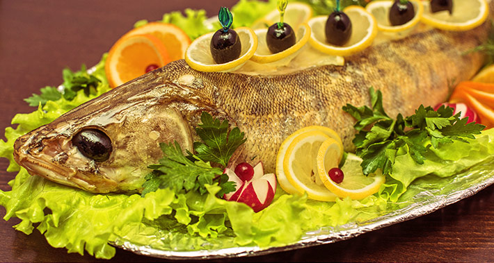 Oven-baked sea bass