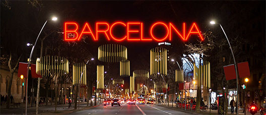 Lights with the letters of "Barcelona"