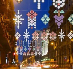 Street in Barcelona illuminated