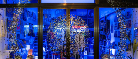 Shop window with Christmas lighting