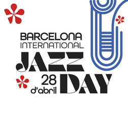 Banner with the text: Barcelona International. Jazz Day. 28 d'abril.