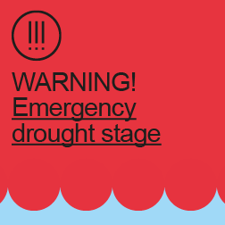 Banner with the text: WARNING! Emergency drought stage