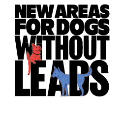 Banner with the text: New areas for dogs without leads