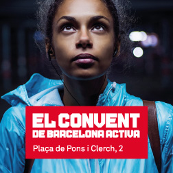 Bàner amb el text: El convent de Barcelona Activa. Plaça de Pons i Clerch 2.
