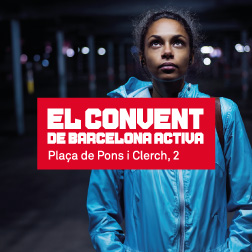 Bàner amb el text: El convent de Barcelona Activa. Plaça de Pons i Clerch 2.