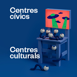 Bàner amb el text: Centres cívics. Centres culturals.