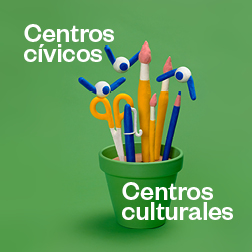 Banner con el texto: Centros cívicos. Centros culturales