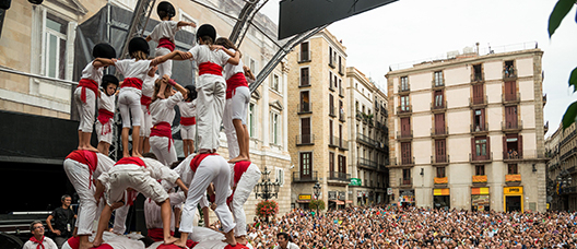 Falcons de Barcelona actuant a la plaça de Sant Jaume