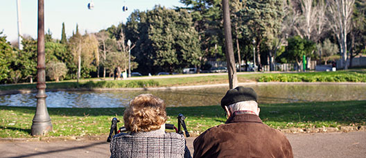 Couple sat on a bench in the park