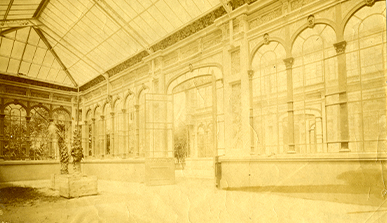 L’interior de l’Hivernacle de Josep Amargós i Samaranch, abans de la inauguració de l’Exposició Universal del 1888. 