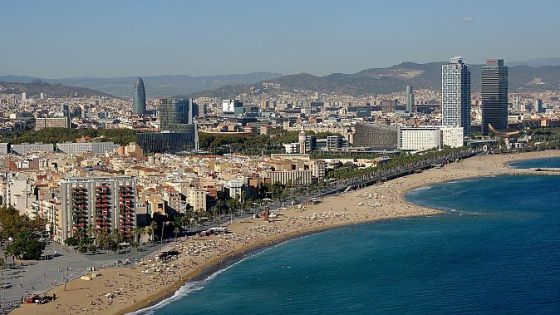 Panoramic view of the Barcelona coastline